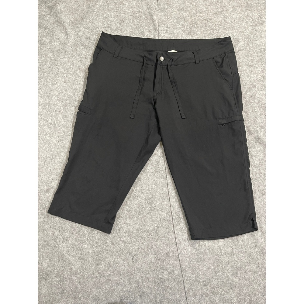 Magellan Outdoors Women XL Black Cargo Capri Pants Hiking Drawstring Knickers